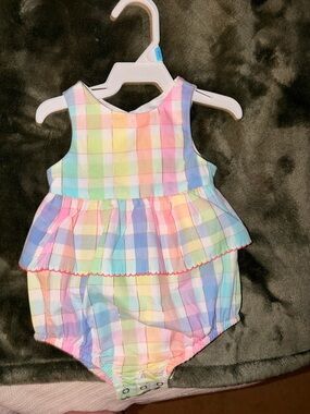 Penelope Mack Pastel Plaid Ruffle Baby One-Piece Bodysuit